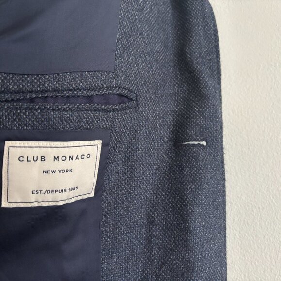 $850 Club Monaco x Loro Piana Blue Wool Dream Tweed Overcoat/ Car Coat - 40 - Picture 8 of 13